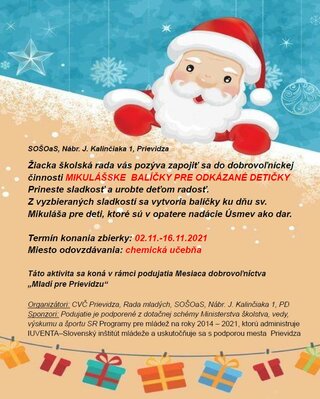 Mikulášske balíčky pre odkázané detičky - plagat