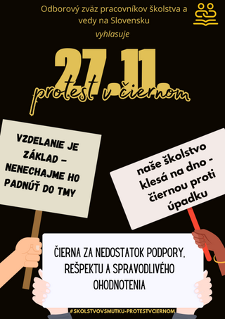Protestu školstvo v smútku – protest v čiernom - Plagat_Protest v ciernom