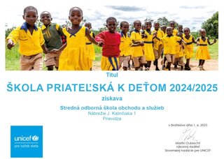 Certifikát od Unicef