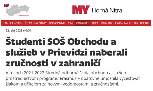Článok v MY - Erasmus 2021-2022